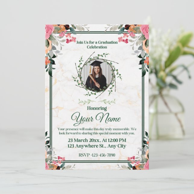 Convites de Festa de Formatura | Formatura Editáve (Em pé/Frente)