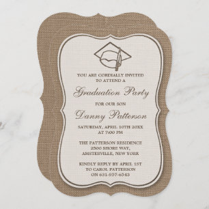 Convites de Festa de formatura Rustic Burlap