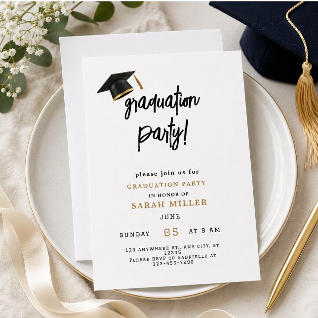 Convites de festa de formatura simples e modernos (Simple Modern Graduation Party Invitations)