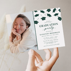 Convites de festa de graduação verde para foto sim