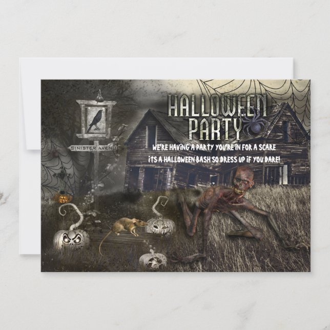 Convites de festa de Halloween assustadora da Sini (Frente)