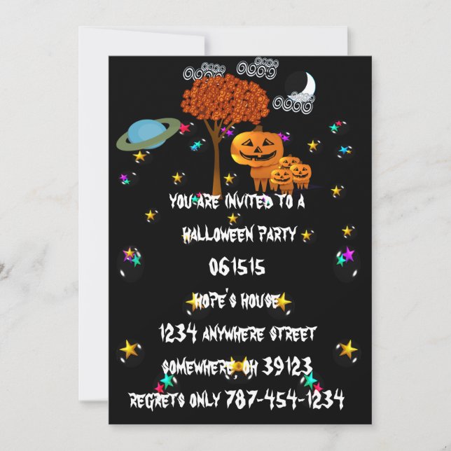 Convites de Festa de Halloween com Cabeça de Abóbo (Frente)