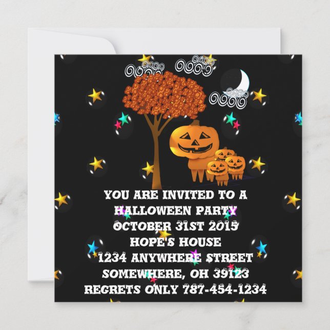 Convites de Festa de Halloween com Cabeça de Abóbo (Frente)