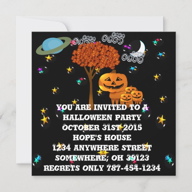 Convites de Festa de Halloween com Cabeça de Abóbo (Frente)