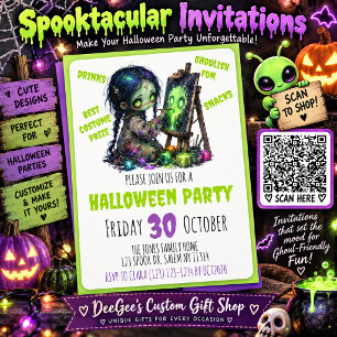 Convites de Festa de Halloween de Zumbi & Alien
