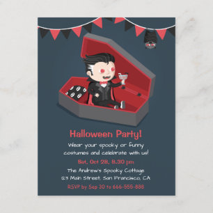 Convites de festa de Halloween para menino vampiro