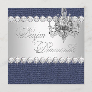 Convites de festa de jeans e diamantes