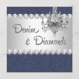 Convites de festa de jeans e diamantes