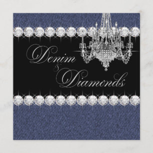 Convites de festa de jeans e diamantes