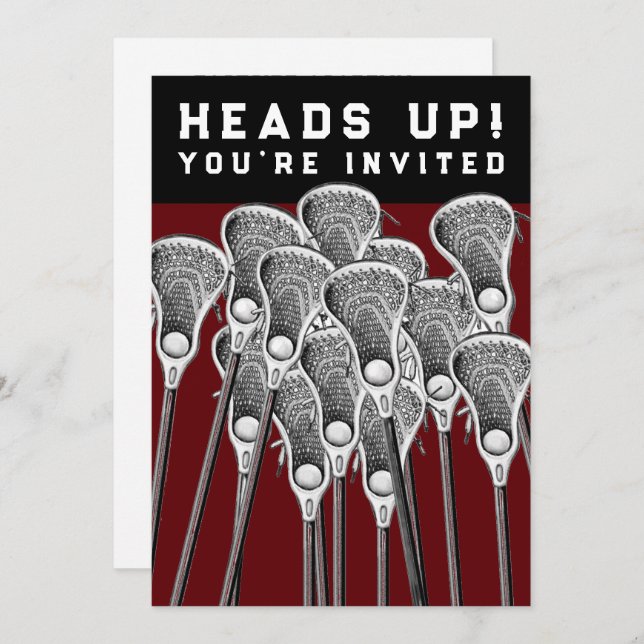 Convites de Festa de Lacrosse (Frente/Verso)