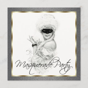 Convites de Festa de Máscaras Preto e Dourado