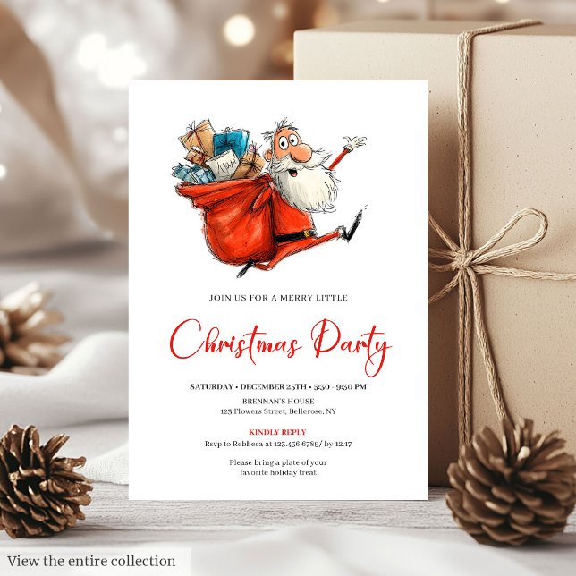 Convites de Festa de Natal com Aquarela do Papai N (Santa Claus Watercolor Funny Holiday Party Invitation

)