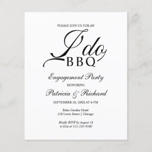 Convites de festa de noivado com orçamento de BBQ