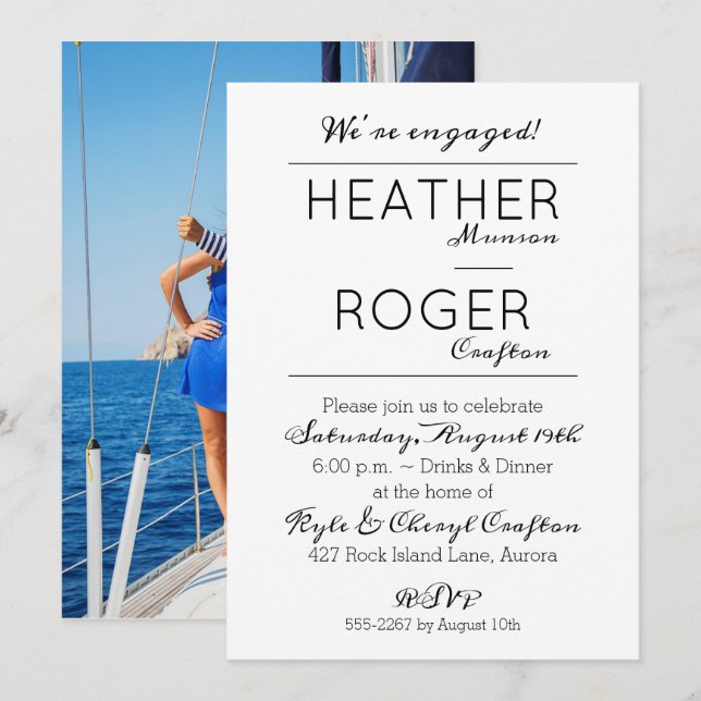 Convites de FESTA DE NOIVADO Personalizados | Adic (Frente/Verso)