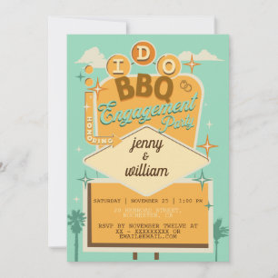 Convites de Festa de Noivado Retro 'I Do BBQ'