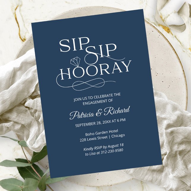 Convites de Festa de Noivado Sip Sip Hooray (Criador carregado)