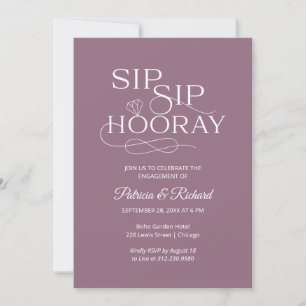 Convites de Festa de Noivado Sip Sip Hooray