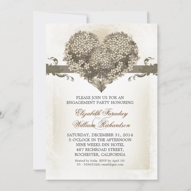 convites de festa de noivado vintage (Frente)