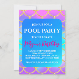 convites de festa de piscina de sereia