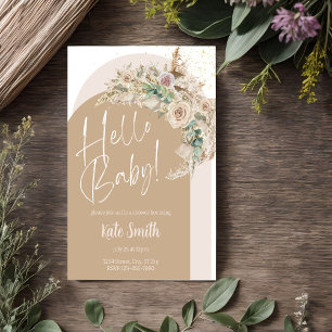 Convites de festa de revelação de gênero Boho Flor