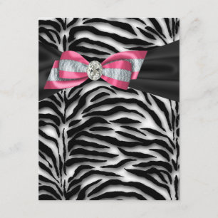 Convites de festa Elegantes de Zebra Rosa