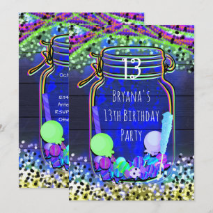 Convites de Festa em Frasco de Pedreiro Brilho no 