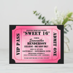 Convites de festa estilo bilhete VIP para Sweet Si