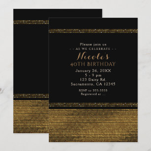 Convites de festa Glamour Brilhante Chic Preto e D