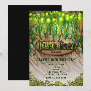 Convites de Festa na JUNGLE com Folhas e Estampas 