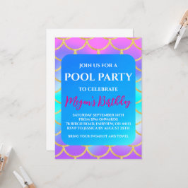 convites de festa na piscina de sereia