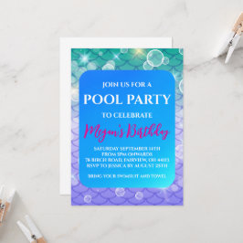 convites de festa na piscina de sereia