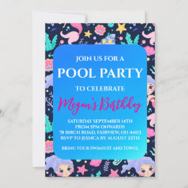 convites de festa na piscina de sereia