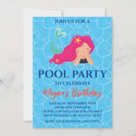 convites de festa na piscina de sereia