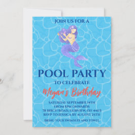 convites de festa na piscina de sereia