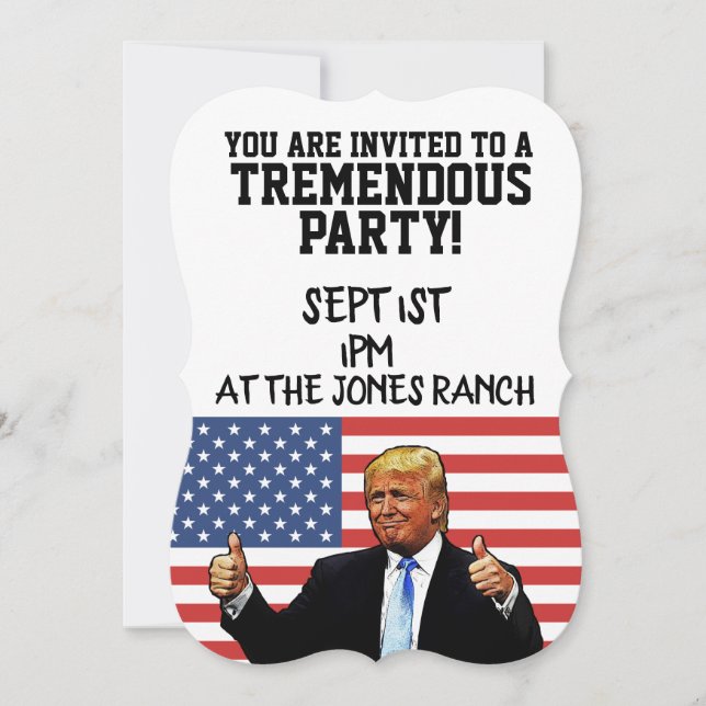 CONVITES DE FESTA PERSONALIZADOS DE DONALD TRUMP (Frente)