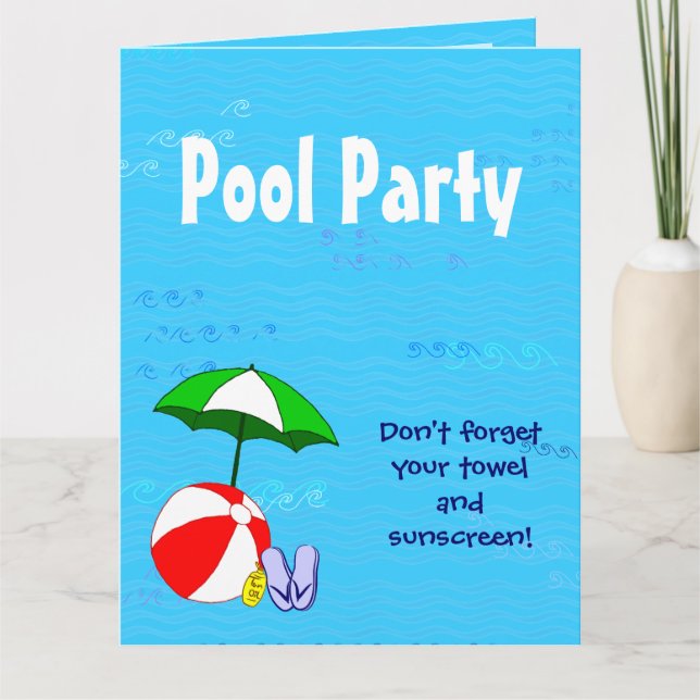 Convites de Festa Personalizados Tema Piscina (Frente)