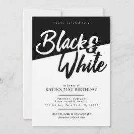 Convites de festa Preto e Branco de Estilo Moderno