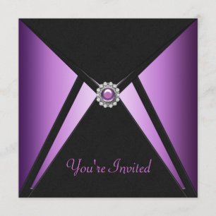 Convites de festa preto roxo para todas as ocasiõe