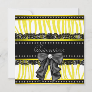 Convites de festa Quinceanera em preto e amarelo c