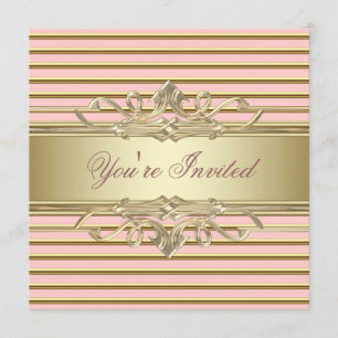 Convites de Festa Rosa Dourado Elegantes