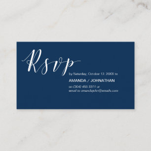 Convites de Festa RSVP, Azul Naval Moderno e Elega