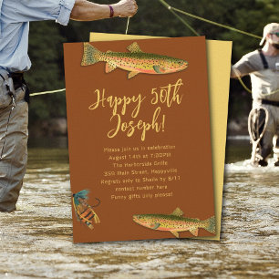 Convites de festa temática de pesca de truta para 