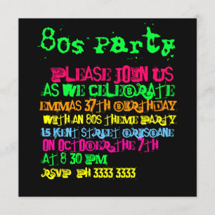 convites de festas 80s