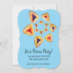 Convites de festas Azul Hamantaschen Star Purim