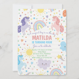 Convites de festas bonito de Pequenos Unicórnios