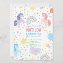 Convites de festas bonito de Pequenos Unicórnios