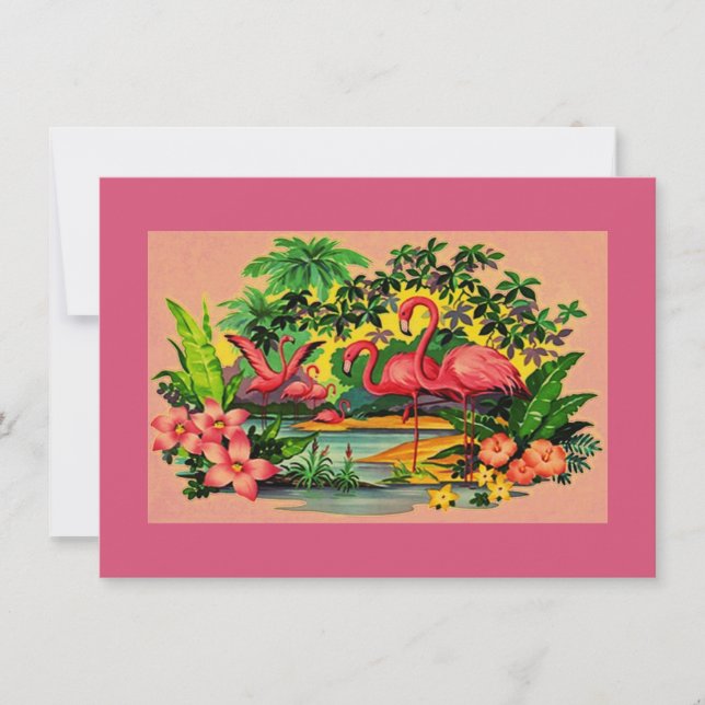 Convites de festas Bonito de Piscina Retro Flaming (Frente)