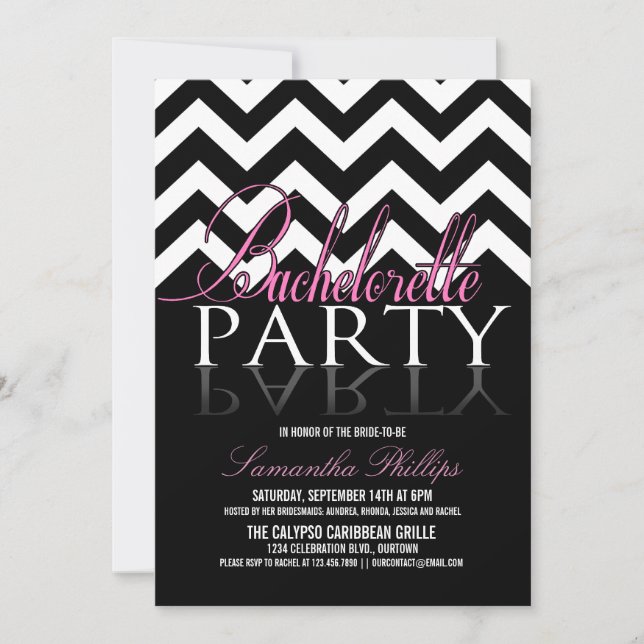 Convites de festas Chevron Bachelorette (Frente)