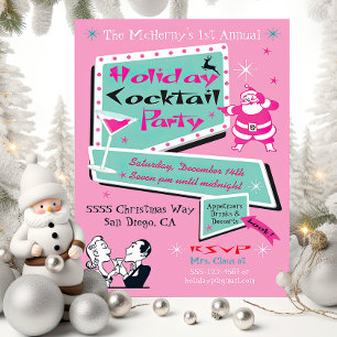 Convites de festas cor-de-rosa de Natal com feriad