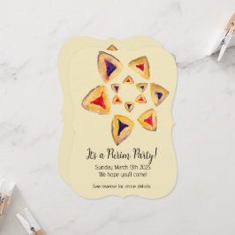 Convites de festas Cream Hamantaschen Star Purim